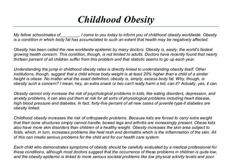 childhood obesity essay sample
